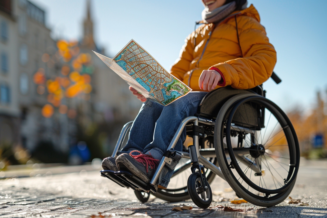 Plan de Marseille avec icônes symbolisant l'aide financière pour le déménagement de personnes handicapées